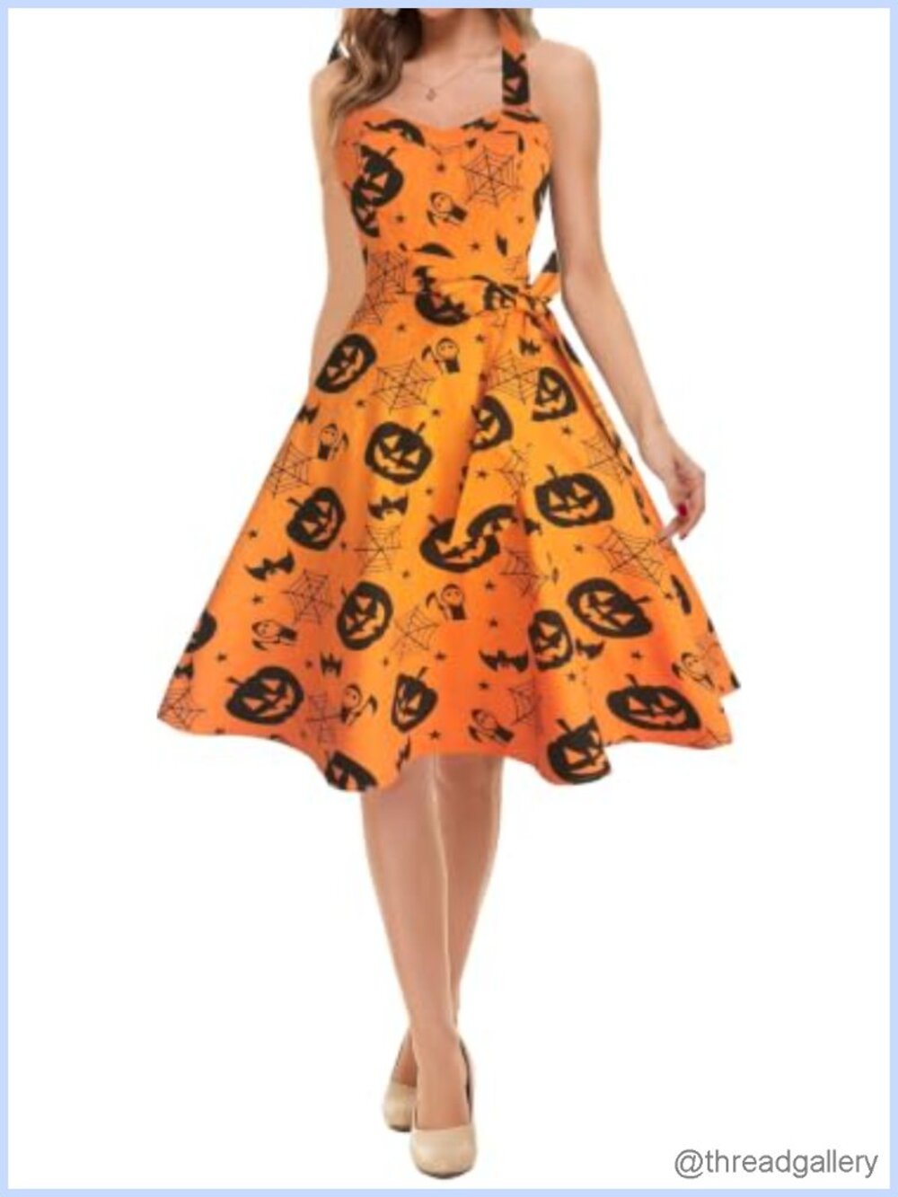 Vintage 1950s Halter Swing Cocktail Dress Polka Corset Back